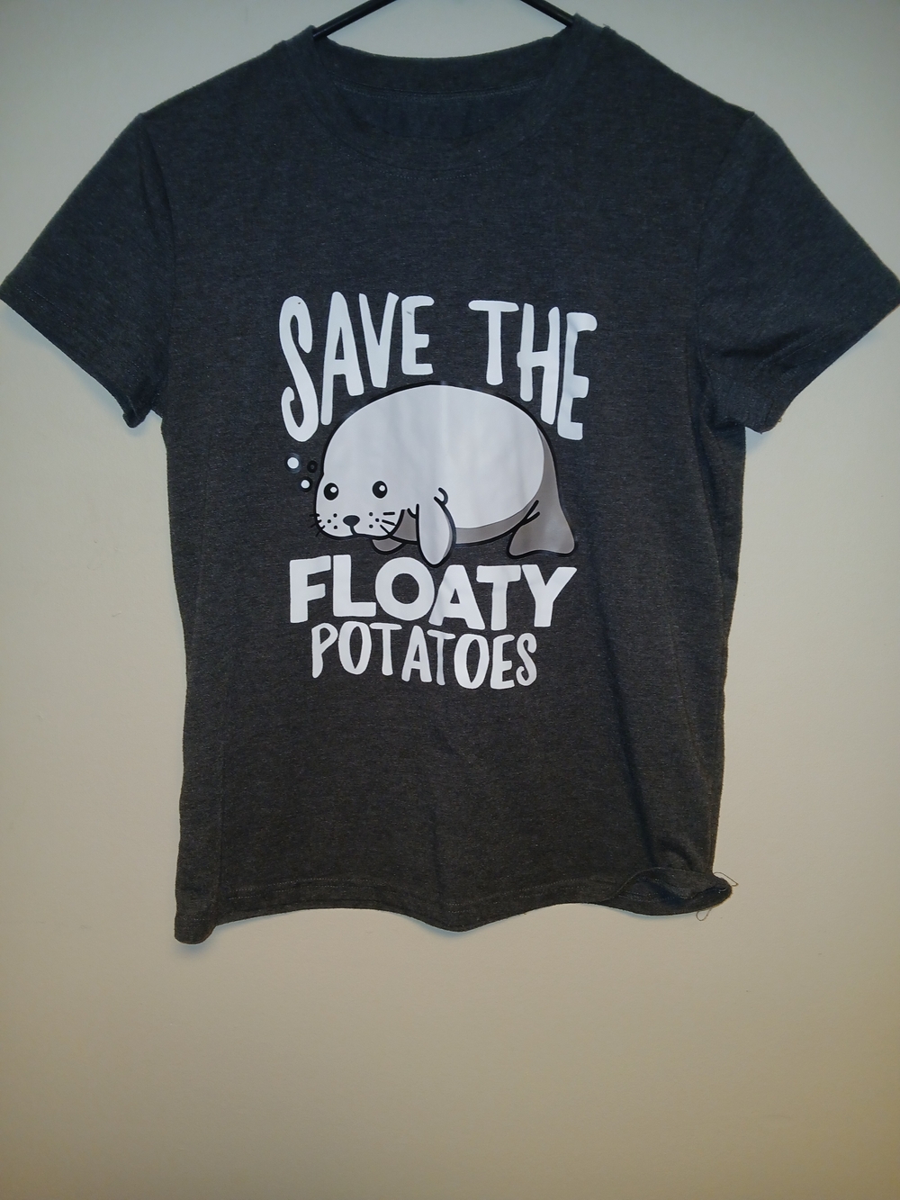 Save The Floaty Potatoes Dark Gray Pet-Themed T-Shirt